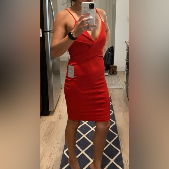 Lulus Red Bodycon Wrap Dress - Picture 1 of 4